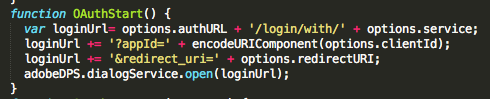 A sample of code from dps-oauth-login that shows the relevant code for the login/with request.